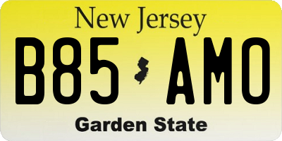 NJ license plate B85AMO