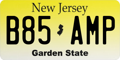 NJ license plate B85AMP
