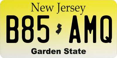 NJ license plate B85AMQ