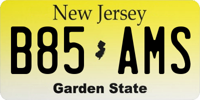 NJ license plate B85AMS