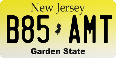 NJ license plate B85AMT