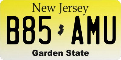 NJ license plate B85AMU