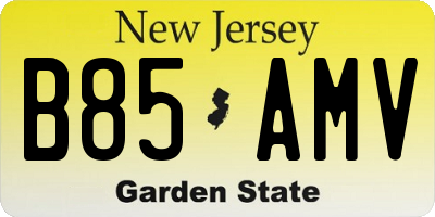 NJ license plate B85AMV