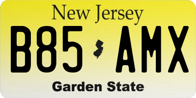 NJ license plate B85AMX