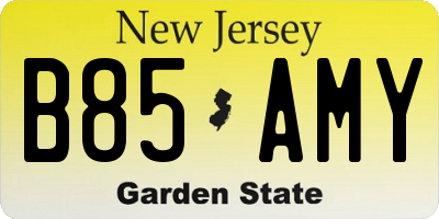 NJ license plate B85AMY