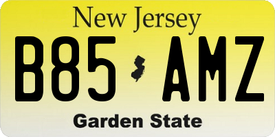 NJ license plate B85AMZ