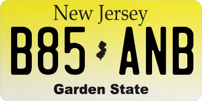 NJ license plate B85ANB