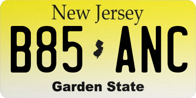 NJ license plate B85ANC
