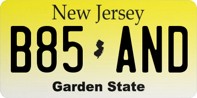NJ license plate B85AND