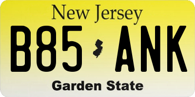 NJ license plate B85ANK