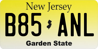 NJ license plate B85ANL