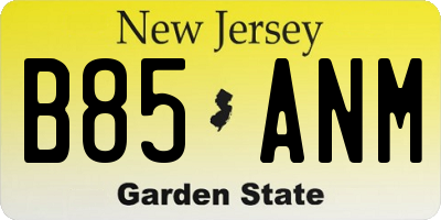 NJ license plate B85ANM