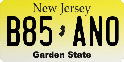 NJ license plate B85ANO