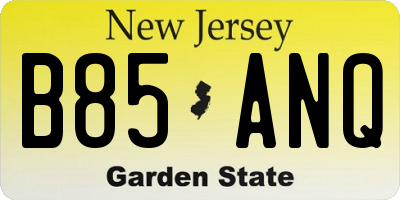 NJ license plate B85ANQ