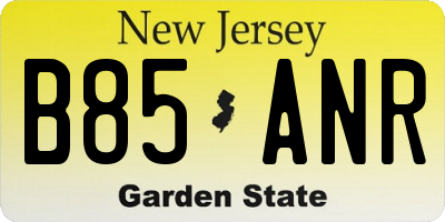 NJ license plate B85ANR