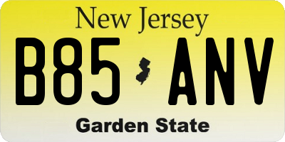 NJ license plate B85ANV