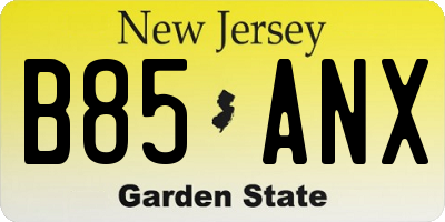 NJ license plate B85ANX