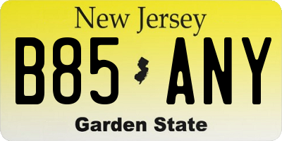 NJ license plate B85ANY