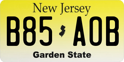 NJ license plate B85AOB