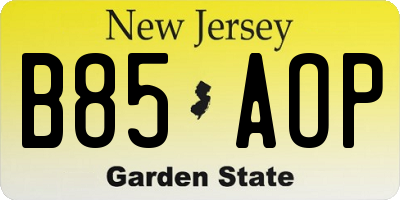 NJ license plate B85AOP