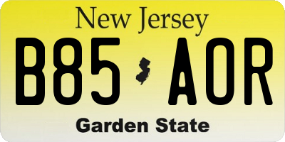 NJ license plate B85AOR