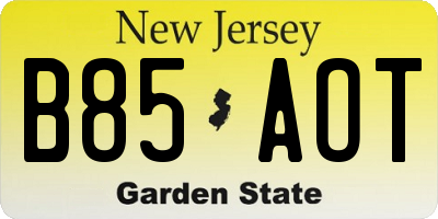 NJ license plate B85AOT