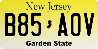 NJ license plate B85AOV