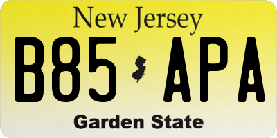 NJ license plate B85APA