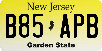 NJ license plate B85APB