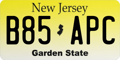 NJ license plate B85APC