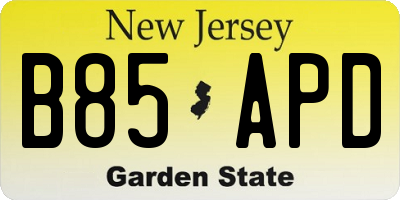 NJ license plate B85APD