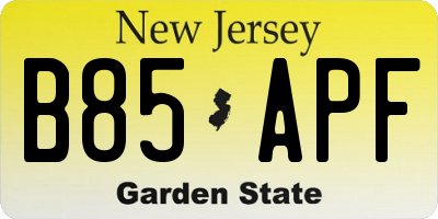 NJ license plate B85APF