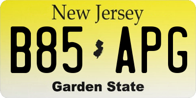 NJ license plate B85APG