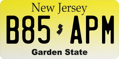 NJ license plate B85APM