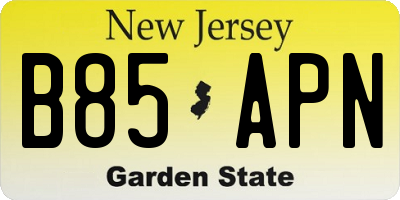 NJ license plate B85APN