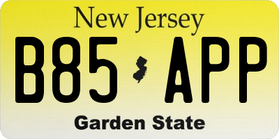 NJ license plate B85APP