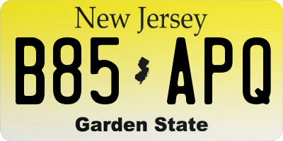 NJ license plate B85APQ