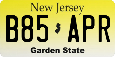 NJ license plate B85APR