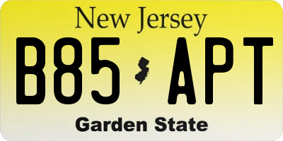 NJ license plate B85APT
