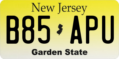 NJ license plate B85APU