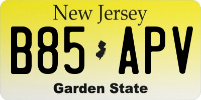 NJ license plate B85APV