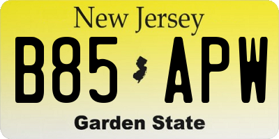 NJ license plate B85APW