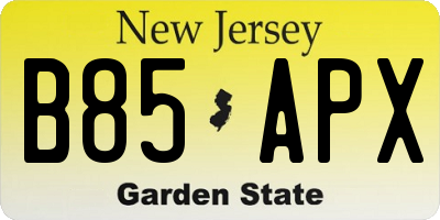 NJ license plate B85APX