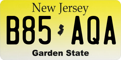 NJ license plate B85AQA