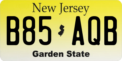 NJ license plate B85AQB