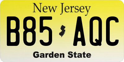 NJ license plate B85AQC