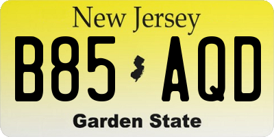 NJ license plate B85AQD