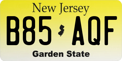 NJ license plate B85AQF