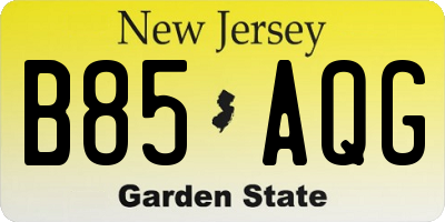 NJ license plate B85AQG