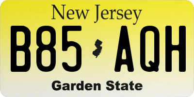 NJ license plate B85AQH